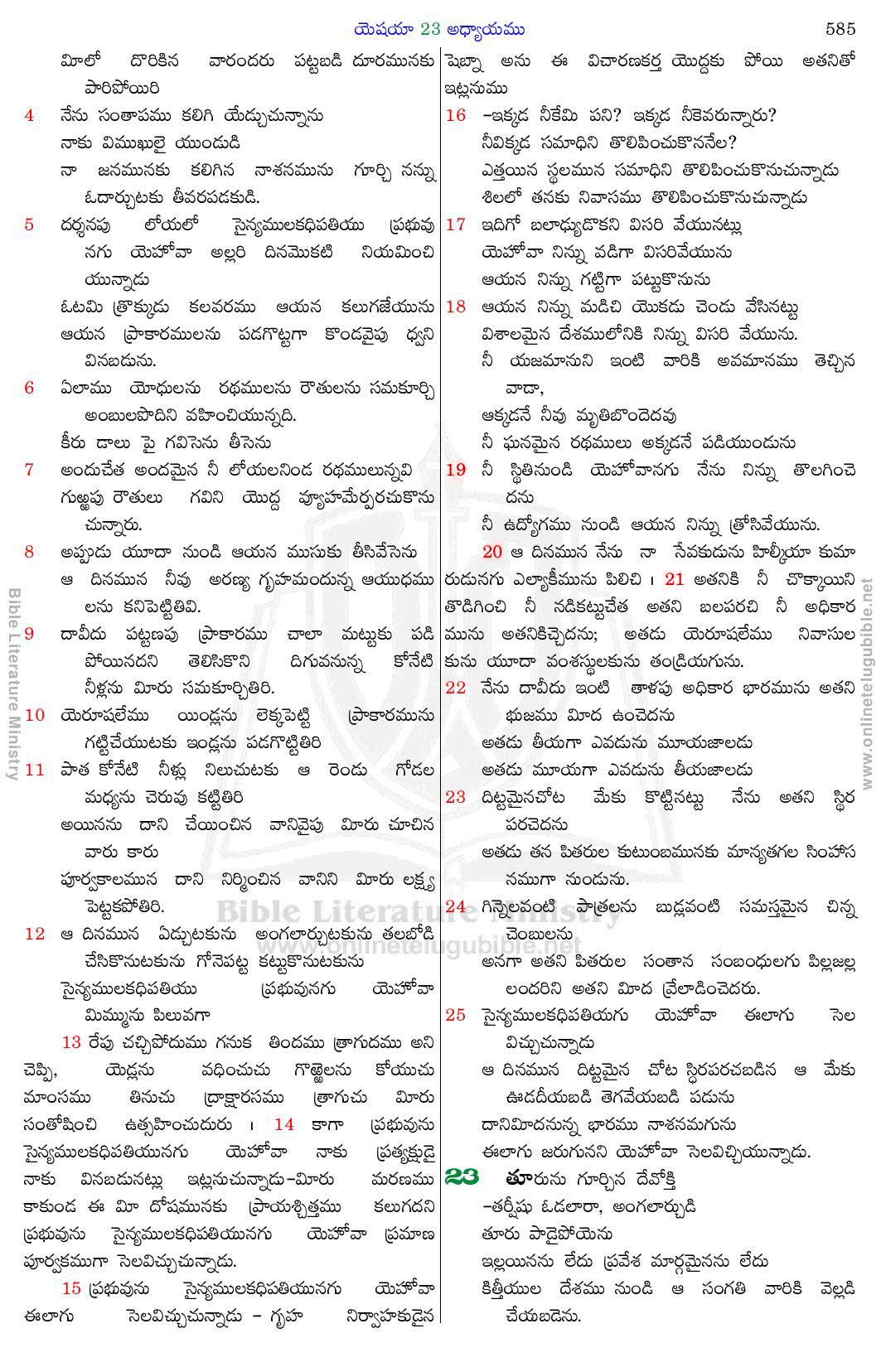 Bible Literature Ministry - Telugu Bible - Isaiah - Chapter 23